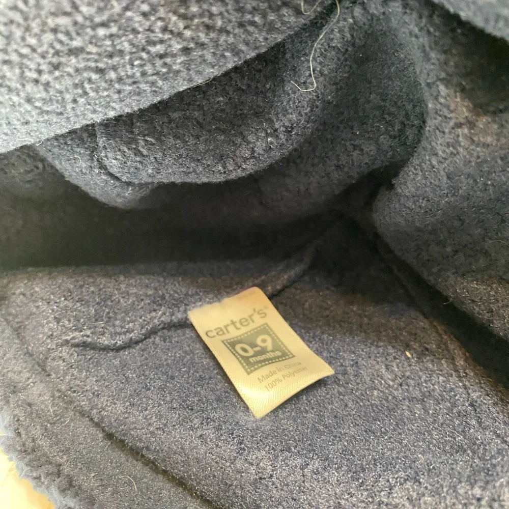 Infant fleece hat velcro close at chin navy blue 0-9 months